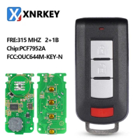 XNRKEY 2+1 Button Smart Remote Key Fob 433Mhz FSK PCF7952/ID46 Chip for Mitsubishi Lancer Outlander ASX Replament Car Key