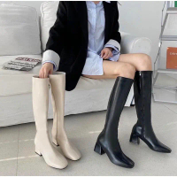 (Giao hàng trong vòng 2~3 ngày) Giày Boot nữ cổ cao tới gối gót vuông cao 5cm