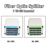 1 To 32 SC APC/UPC SM Inserting Optic Fiber Splitter SM Single Mode PLC FTTH Ethernet with Adapter