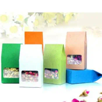 8*5*15.5cm Embossing Kraft Paper tea Packaging Bag With Clear Window,retail Plastic window box For Food,Standing Up Paper bag