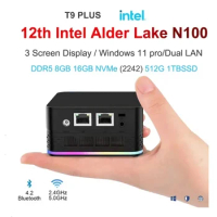 T9 Mini PC Intel Alder Lake N100 16GB DDR5 256/512GB/1TB Windows 11 Pro 4-core Pocket Computer Dual LAN Three HD-MI Desktop PC
