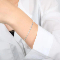 Gelang Titanium Gelang Tangan Wanita Berkilau Polos Sparkling Silver Chain Bracelet Silver & Gold