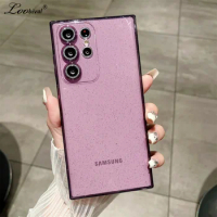 Transparent Glitter Soft Case for Samsung Galaxy S24 S23 Ultra S22 S21 Plus S20 FE A54 A34 A55 A52 A35 A53 A25 Camera Film Cover