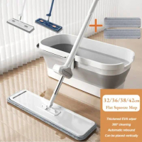 Flat Squeeze Mop Microfiber Floor Floating Mop Lazy Wash Floor Flat Spin Mop Bucket Wooden Floor Mops Household Cleaning Tools