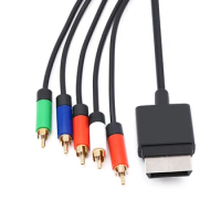 10PCS 1.8m Black Component AV audio video 5RCA Cable For Xbox360 Slim Games Accessories