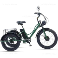 24inch Adult Electric Cargo Tricycle bike 3 wheel Fat tire bicycle scooter motorized electric tricyc