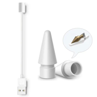 Magnetic Charging USB Cable 1 Pc for Peilinc Pen, for Apple Pencil Tip &amp; Peilinc Stylus Nib 2 Pcs