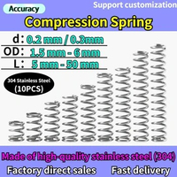 Wire Diameter 0.2 0.3mm 304 Stainless Steel Cylidrical Coil Compression Spring Return Compressed Springs Release Pressure 10 Pcs