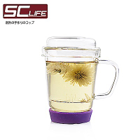SC life 三件式玻璃泡茶杯300ML-紫色