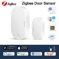 Tuya Zigbee Door Sensor Smart Home Door Open/Closed Detectors Remote Monitoring Window Sensor Via Google Home Alexa SmartLife