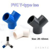 2~5PCS ID 20/25/32/40/50/63mm PVC Y-type Tee Connector Garden Irrigation Aquarium Fish Tank Watering Fittings Joint Pipe fitting