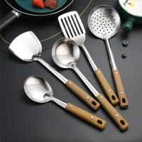 Stainless Steel Kitchen Cake Spatula Hot Pot Soup Ladle Colander Non-stick Skillet Wok Turners Home Rice Spoon Cooking Utensils