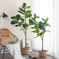 Nordic Bionic Green Plant Simulation Ficus Lyrata Fake Trees Plant Pot Indoor Home Living Room