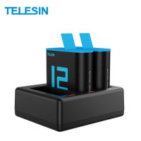 TELESIN 3 Ways Battery Charger For GoPro 9 10 11 12 LED Light Charging for GoPro Hero Action Camera Accessories Without Battery