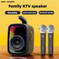 Wireless Home Theater KTV Bluetooth Audio Outdoor Convenient Wireless Microphone High Volume Bass Speaker System Caixa de som