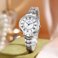 Gedi นาฬิกาควอตซ์สไตล์ย้อนยุคของแท้สำหรับผู้หญิงนาฬิกาโลหะผสมกันน้ำหรูหราน้ำหนักเบาสำหรับผู้หญิง