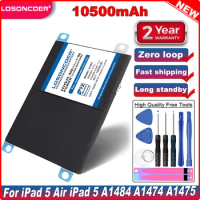 LOSONCOER 10500mAh A1484 Tablet Battery For iPad 5 Air Air 1 iPad5 A1474 A1475 A1484 A1476 A1822 A1823 A1893 A1954 Battery
