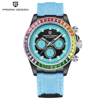 PAGANI DESIGN 40MM Rainbow Bezel Chronograph Sapphire Luxury Automatic Mechanical Watches Men's Stainless Steel Waterproof Clock