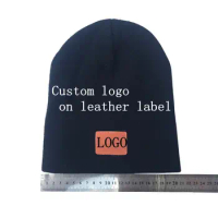 Design Your Own Knit Cap Custom Brand Logo Pictures Text Skull Hat Print Logo on Leather Labels Personalized Beanie Unisex