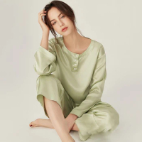 Real Silk Pajamas for Women Comfy 100% Mulberry Silk Pajama Set Spring Summer Fall Ladies Nightwear 2 Pcs Sleepwear Suit (16MM)