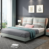 床免洗科技布床現代簡約大小戶型主臥雙人婚床軟包布藝床網紅大床
