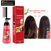 Mokeru Hair Straightening Cream Comb Fast Smoothing Keratin Treatment Aromatic Easy Press Care Hair straightener