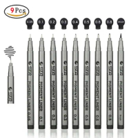 9Pcs/Set Sakura Pigma Micron Pens Fineliner Set Sketch brush Ink Marker Pen Copic markers Pigment Liner For Drawing Art Supplies