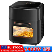 15L Electric Air Fryer Oven Toaster Rotisserie Dehydrator 6 in 1 Countertop Oven LED Digital Touchscreen Chicken Frying Machine