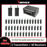 YARMEE Ear Hook Wireless Tour Guide System 2Transmitter + 40 Receiver With Automatic pairing Laser assisted explanation function