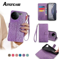 Ladies Leather Flip Wallet Case for VIVO X90 X80 X70 X60 X50 Pro Plus Lite X90S X50E Phone Case Book Cover with Card Slots Strap