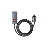 【BASEUS】酷顯 金屬數顯雙路QC+PPS快充車載充電器 C+U 65W 深空灰(公司貨)