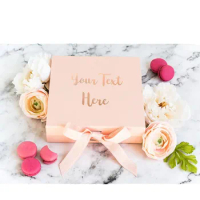 Personalised Real Foil Print! Custom Text Gift Box in Pink and Black with rose gold Happy Birthday Gift Box white Any Text Box