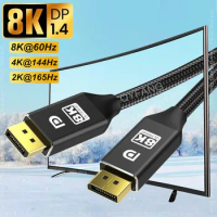 DisplayPort Cable DP 240Hz Cable DP1.4 8K 4K 144Hz 165Hz Display Port Cord Adapter For Video PC Laptop TV 8K Display Port Cable