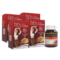 FATIS COFFEE 15 ซอง 4กล่อง (60 ซอง)พร้อมCORDYCEPS COMPLEX PLUS 30 แคป กล่องแดง