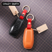 Crazy Smith Handmade Smart Car Key Case Cover for Ford Sharp World / Mond Vegetable Tanned Leather Top Cowhide High Quality Red