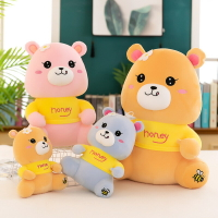 新款小熊毛絨玩具坐款蜜蜂熊抱枕公仔玩偶 抓機娃娃送朋友畢業