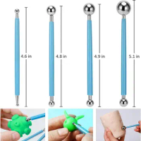4Pcs Ball Stylus Clay Modeling Indentation Tools Dotting Tools Pottery Supplies Stainless Steel Pottery Tools Air Dry Clay Set