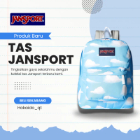 Tas Ransel Jansport Backpack Motif Awan/Sky Blue Kualitas Import Full Embos/Full Tag Full/Hologram