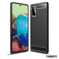揚邑 SAMSUNG Galaxy A71 5G 碳纖維拉絲紋軟殼散熱防震抗摔手機殼-黑