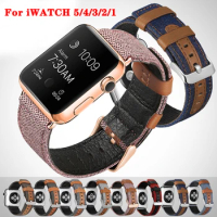 Canvas Strap for apple leather denim pattern iwatch 2/3/4/5/6 pattern apple watch band For Apple Watch band 44mm 40mm 38mm 42mm