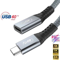 Thunderbolt 4 Type-C Extension Cable USB4 Data Cable Phone Charging 40Gbps 8K@60Hz PD 5A/100W for MacBook Pro External SSD