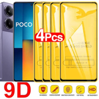 4PCS 9D Tempered Glass For POCO M6 Pro X6 Neo M5 M5S Full Cover Glass For Poco X5 F5 F3 M3 M4 X3 Pro NFC F4 GT Screen Protectors