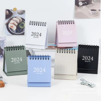 Morandi Color 2023.8-2024.12. Mini Desk Calendar With Sticker Labels Desk Standing Calendar Planner Record Office School Supplie