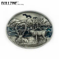The Bullzine Deer belt buckle with pewter finish FP-02748 suitable for 4cm width belt