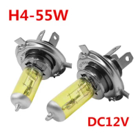 2pcs Xenon Gas Halogen Headlight H4 55W 5000K Car Xenon Gas Halogen Headlight Headlamp Lamp Bulbs Yellow Car Accessories