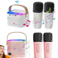 Dual Microphone Karaoke Machine Portable Music System With Wireless Microphones For Home Adults Kids Blue-tooth Speakers