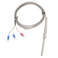 0-400C PT100 Type 5mm x 50mm Temperature Controller Thermocouple Probe 2 Meters