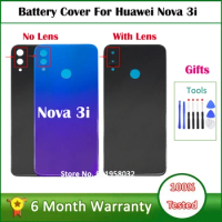 For Nova3i Back Battery Glass Cover Panel Rear Door Case For Huawei Nova 3i Back Cover Housing With Camera Lens
