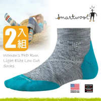 【美國 SmartWool】美國製造 美麗諾羊毛 PhD RUN 低筒輕薄羊毛跑步襪 SW211 灰/藍(2雙入)