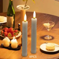 6 Pieces LED Pillar Candles 3D Wick Candles for Christmas Halloween Festival
